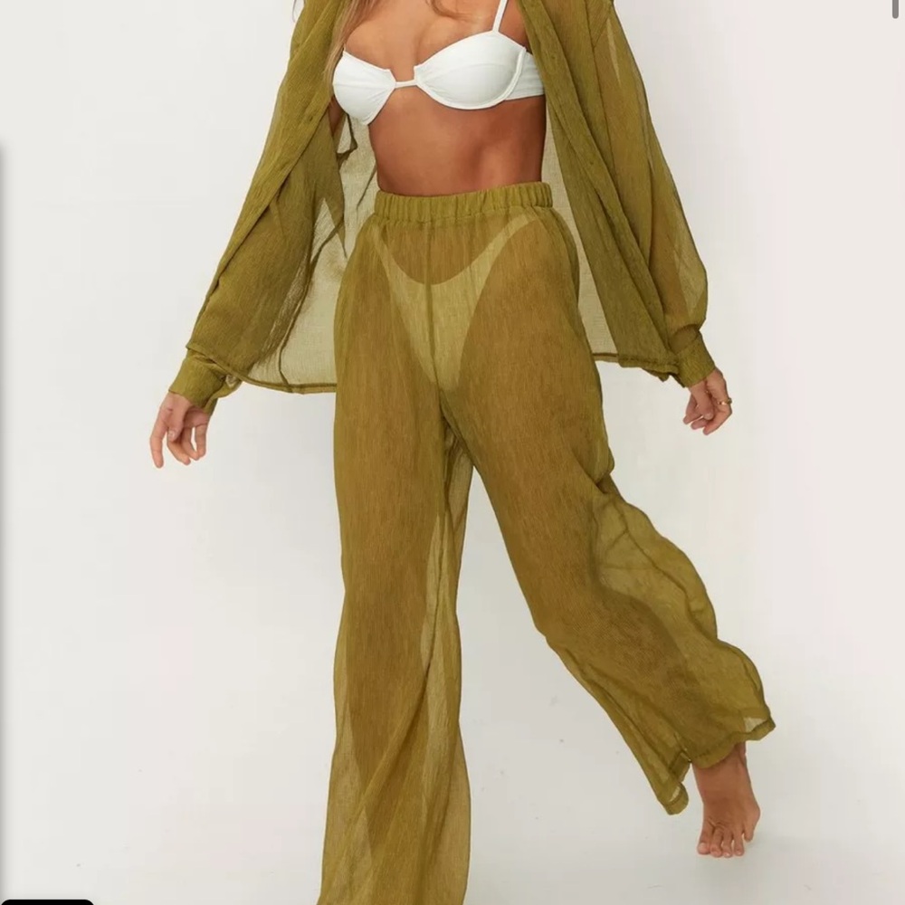 NASTY GAL Olive Sheer Women's bathing suit cover up